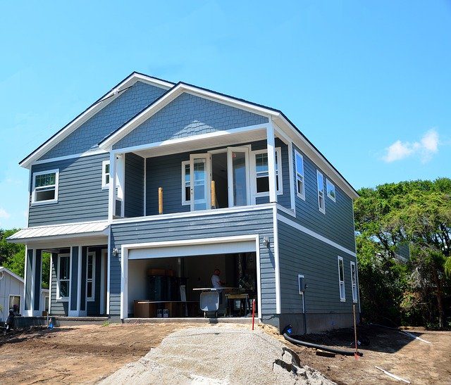 blue siding on home